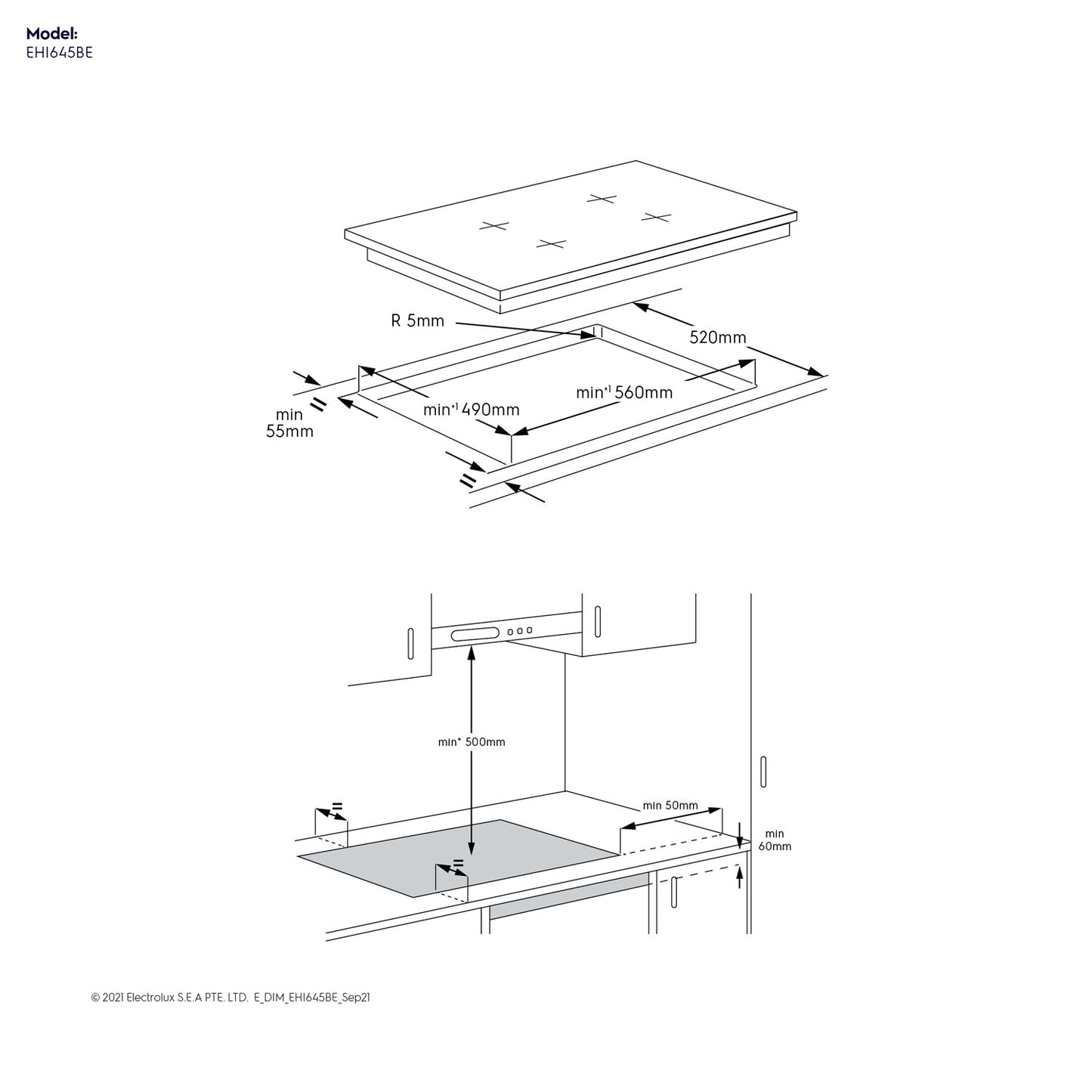 60cm 4-burner built-in induction hob EHI645BE (UltimateTaste 700)