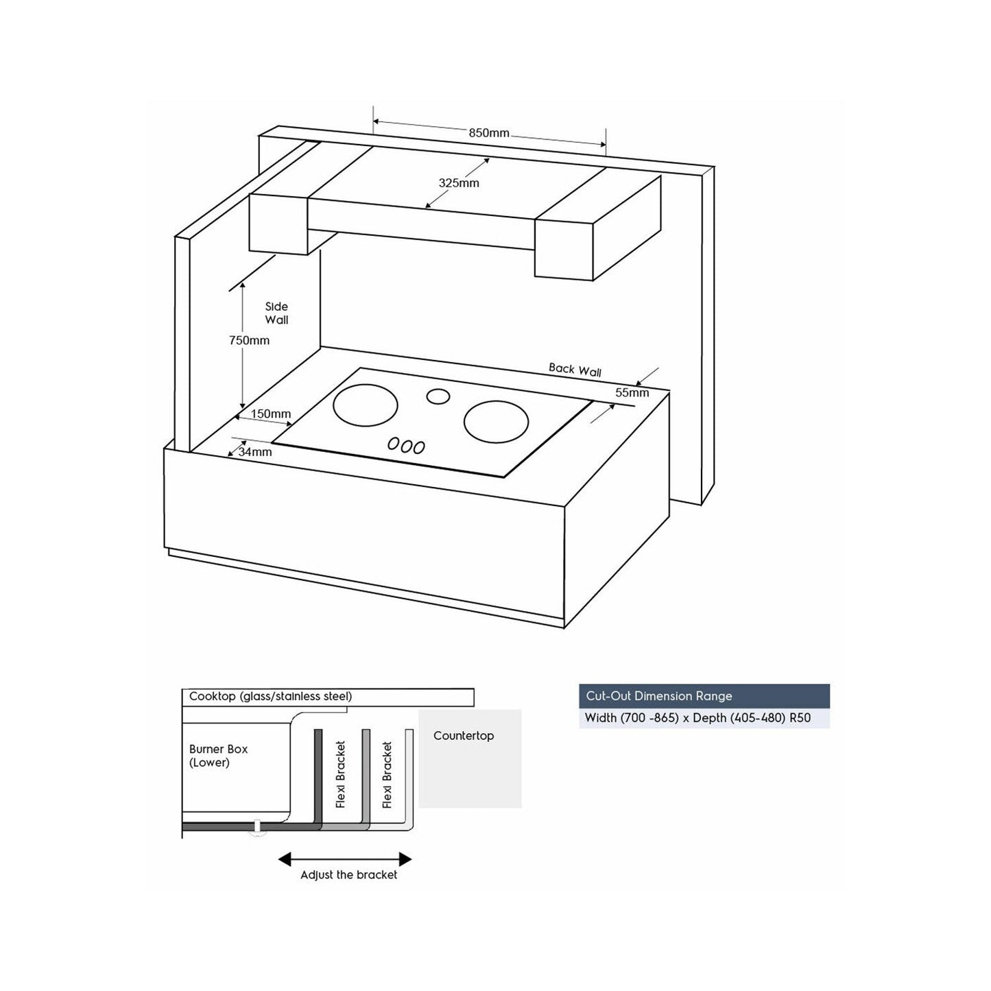 90cm 3-burner built-in gas hob - EHG9351BC (UltimateTaste 700)