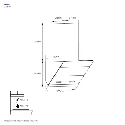 60cm slope kitchen hood ECS6691G - (UltimateTaste 500)