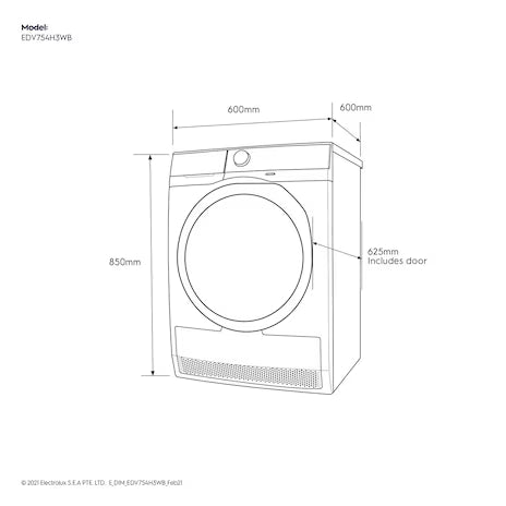EDV754H3WB 7.5kg venting dryer (UltimateCare 300)