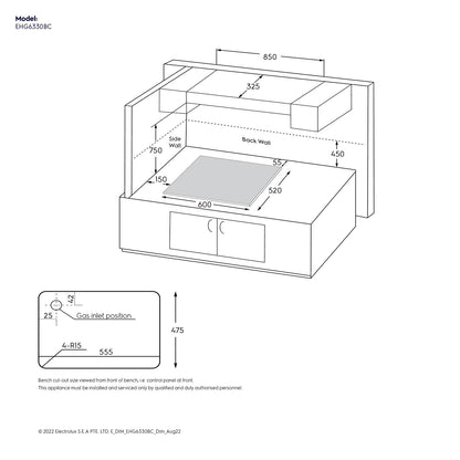 60cm 3-burner built-in gas hob - EHG6330BC (UltimateTaste 300)