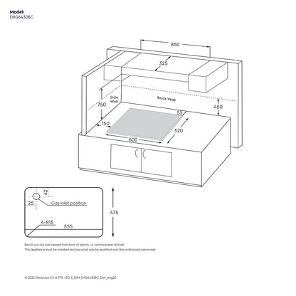 60cm 4-burner built-in gas hob - EHG6430BC (UltimateTaste 300)
