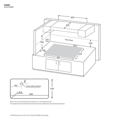 78cm 3-burner built-in gas hob -  EHG7330BC (UltimateTaste 300)