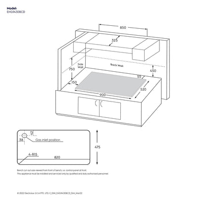 90cm 4-burner built-in gas hob - EHG9430BCD - (UltimateTaste 300)
