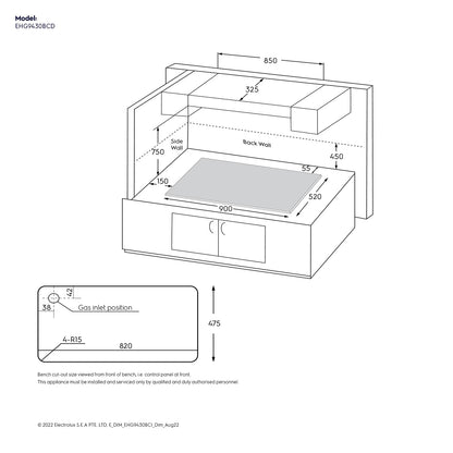 90cm 4-burner built-in gas hob - EHG9430BCI (UltimateTaste 300)