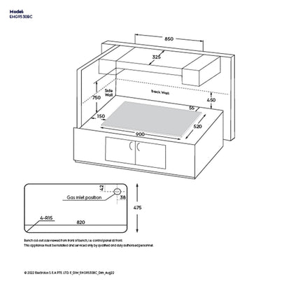 90cm 5-burner built-in gas hob EHG9530BC (UltimateTaste 300)