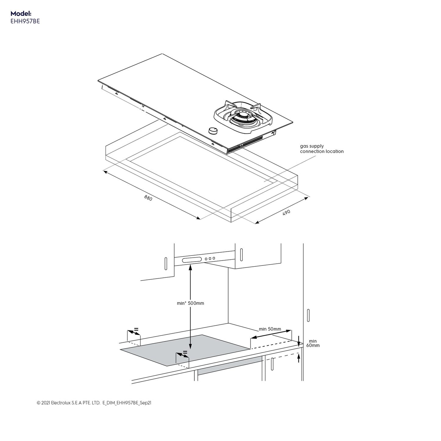 90cm built-in hybrid induction hob - EHH957BE ( UltimateTaste 900 )